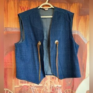 Vintage Handmade Denim Vest | “CEC PAPKE’S Third Annual Trail Ride” | Men’s L–XL